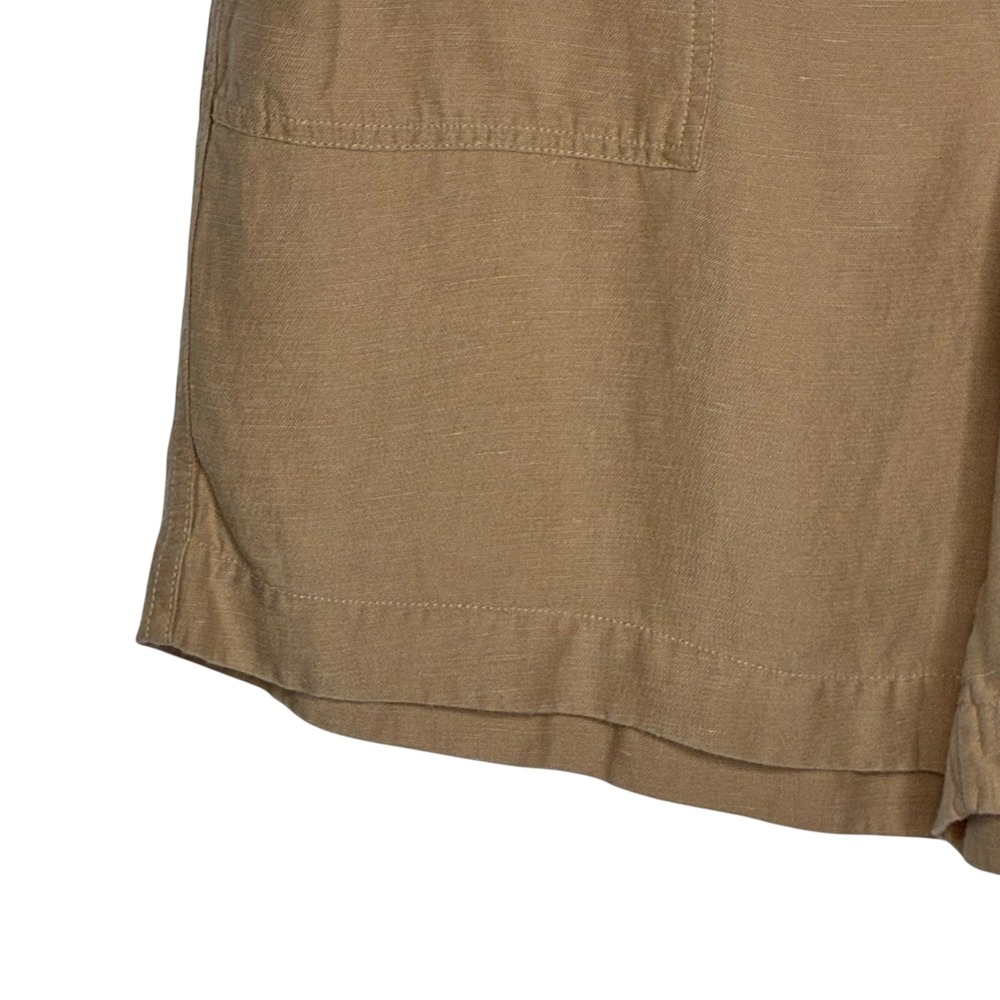 Soft Surroundings Womens Medium Tan Ojai Shorts High Rise Linen Retro Preppy - Picture 4 of 8